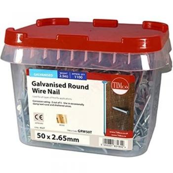 Round Wire Nails Galvanized 50x2.65mm 2.5kg Tub