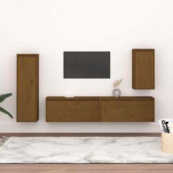 VidaXL ТВ шкафове, 4 бр, меденокафяви, бор масив