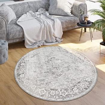 Tapis de salon tissage plat, bordure lavable, 120 cm – Paco Home