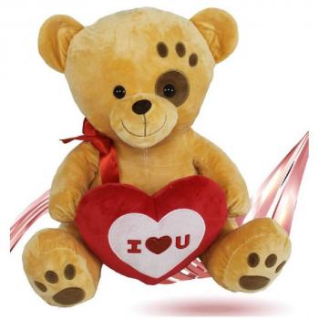 Osito de Peluche 55 cm con Lazo Rojo y Corazón para San Valentín