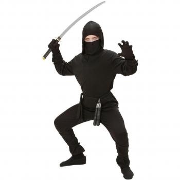 Karnevals-Ninja-Kit für Kinder – Widmann: Mantel, Hose, Gürtel, Maske & Arm-/Beinbänder