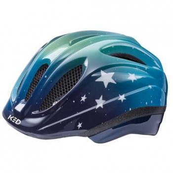 KED Helmsysteme Kinderhelm MEGGY II TREND Sterne, Blau-Grün Glänzend