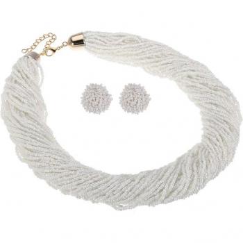 Handmade Beaded Bib Choker Necklace Set