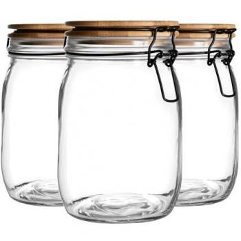 1 Litre Airtight Wooden Clip Lid Jars