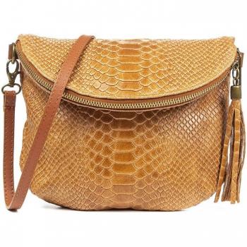 Bolso de gamuza grabado serpiente Ancona