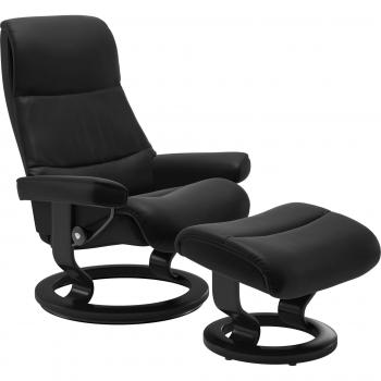 Relaxsessel „View“ – Black PALOMA, M‑Größe, Cross Base, Leder, B/H/T 82 x 108 x 81 cm