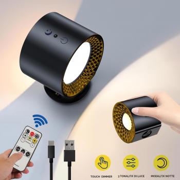 Lampada da Parete Ricaricabile Magnetica Nera