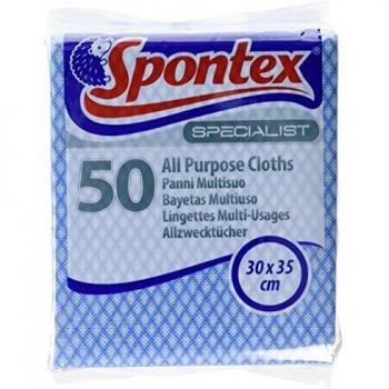Spontex All Purpose Cloths, Blue (Pack of 50)