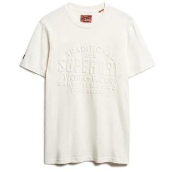 Camiseta de Manga Corta Superdry con Logotipo en Relieve Color Blanco Talla M