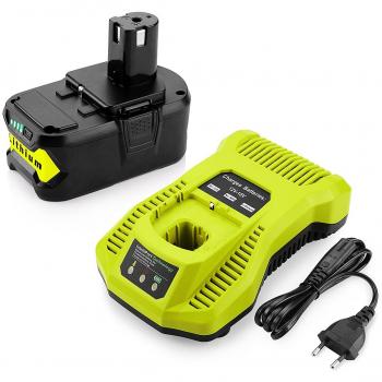 Powilling 18V 5,0Ah Li-ion Batterie + Chargeur pour Ryobi 18V ONE + P108