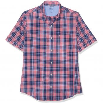 Izod Herren Freizeithemd Dockside Chambray Plaid Rosa Medium
