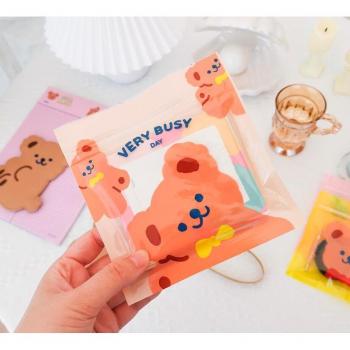Bolsa de Oso Rosa Transparente para DIY, 5 Unidades con Cierre Hermético