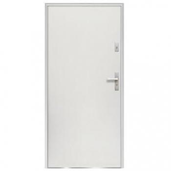 Entrée principale en acier massif, blanc nacré, hauteur 207 cm, largeur 100 cm, pousser vers la gauche – AGUEDA