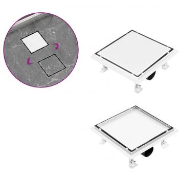 VidaXL Shower Drain with 2-in-1 Flat Tile Insert Cover 23x23 cm Stainless Steel