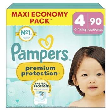 Pampers Taille 4 Protection Premium 90 Couches (9-14 kg)