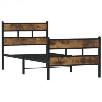 Estructura de cama 107x203 cm metal roble ahumado