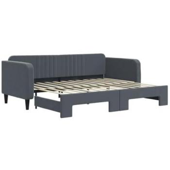 Salon & chambre moderne : lit de jour gigogne velours gris foncé 90x200 cm