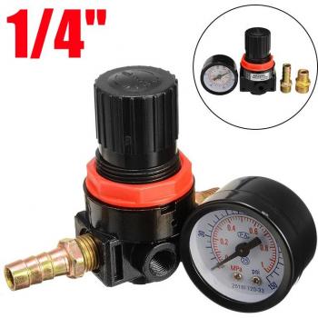 1/4 Air Control Pressure Regulator with Adjustable Gauge