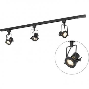 QAZQA Suplux 3-Way Black Track Lighting System