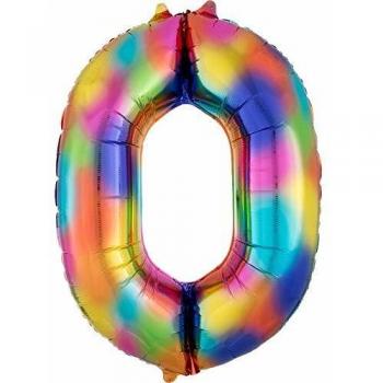 Folienballon Zahl 0 Rainbow 86 cm