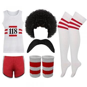Retro 118 Marathon Outfit Bundle: Tash Short, Vest, Socks, Wig, Accessories (XL)