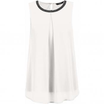 Finejo Damen Hemdbluse Ärmellos Chiffon Sommer Elegant Loose fit T-Shirt