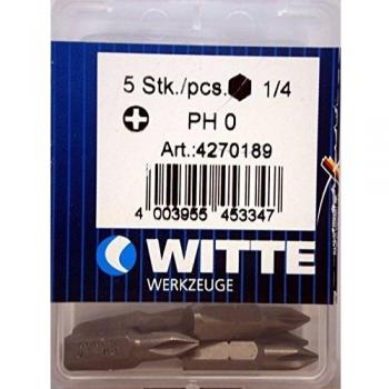 Witte 4270189 Caja 5 Puntas de destornillador Ph. 0x25mm, Único, Set de 5 Piezas