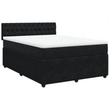 VidaXL Boxspringbett Schwarz 140x200 cm mit Matratze aus Samt