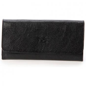 Unisex Black Cowhide Long Cardholder