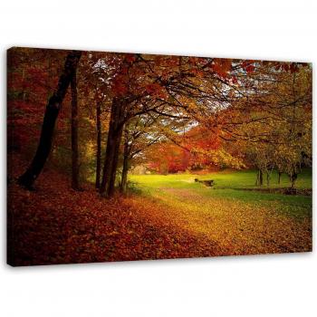 Arte sulla Tela Foglie d'Albero Autunnali 60x40 Rosso