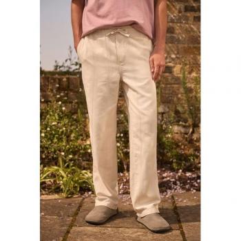Ecru Stripe Relaxed‑Fit Textured Trousers