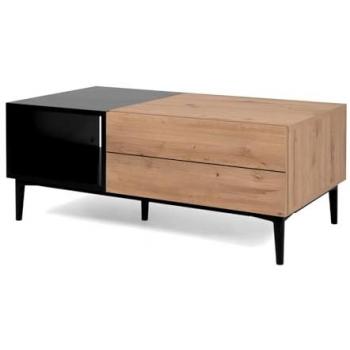 Furn.Design Couchtisch Liam in Eiche Artisan und Schwarz, 100 x 55 cm, mit Schublade
