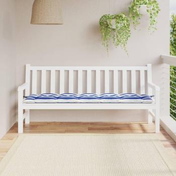 Coussin de Banc de Jardin en Tissu Oxford Rayé Bleu et Blanc 180x50x7 cm