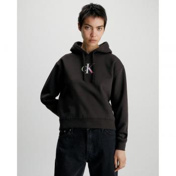 Calvin Klein Women's Black Cotton Hoodie with Fleece Interior