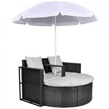 Vidaxl Canapé de Terrasse avec Parasol Résine Tressée 40735