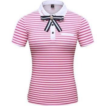 Camisa de Golf a Rayas para Mujer de Manga Corta