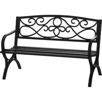 Banco de Jardín Negro de 2 Plazas con Respaldo y Reposabrazos 128x58,5 cm