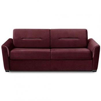 Amazone Canapé Convertible 140cm Matelas 16cm Cuir Bordeaux