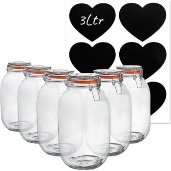 Clear Glass Storage Jars with Heart Labels