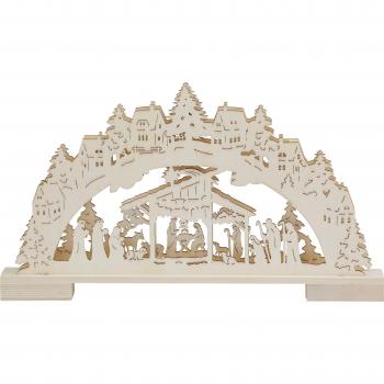 BONETTI Schwibbogen aus Holz, LED-Beleuchtung, Krippenmotiv, 26 cm