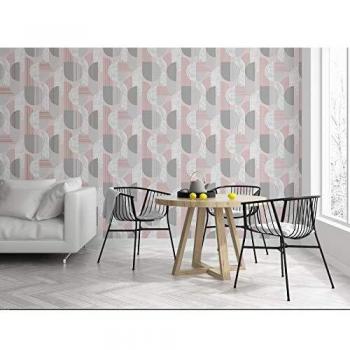 Art Deco Sublime Blush Grey Geometric Wallpaper