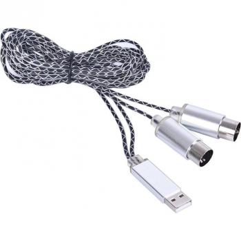Adaptador MIDI‑USB con señalización luminosa y carcasa robusta en metal