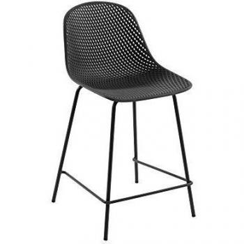 Taburete alto Quinby con patas de acero gris