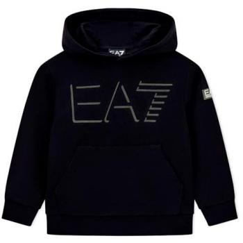 Felpa EA7 cappuccio nero in misto cotone taglia 16