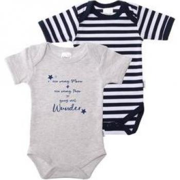 Body LILIPUT Wunder, Baby, Gr. 74/80, grau (dunkelblau, grau), 100% Baumwolle, kurzarm
