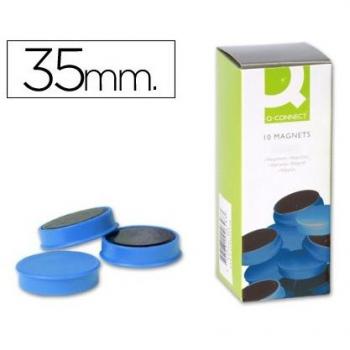 Caja de 10 imanes de sujección Q-connect de 35 mm de color azul