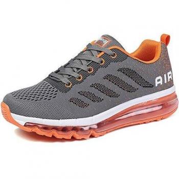 FlexRun Non‑Slip Gym Trainers – Gray & Orange, Unisex, 45EU