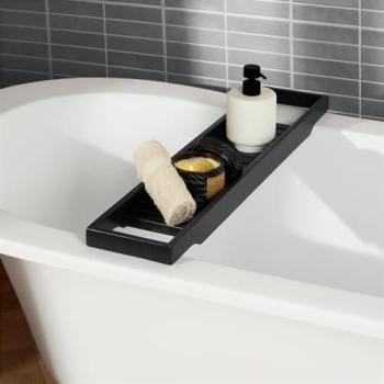 ThermaBamboo Black Bath Storage Rack