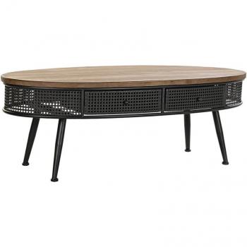 Tavolino Doppio Stile Legno-Metallo DKD Marrone Nero