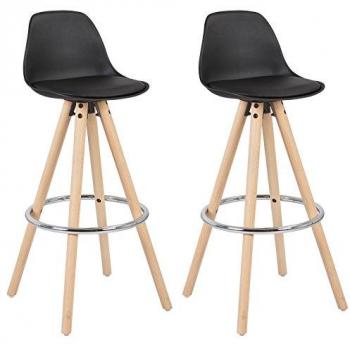 Sgabelli da Bar con Gambe in Legno e Rivestimento in Tessuto